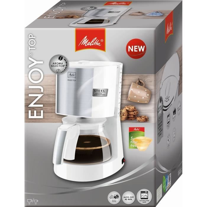 MELITTA 1017-03 CAFETIERE ENJOY TOP GLASS White/Brushed steel 1017-03