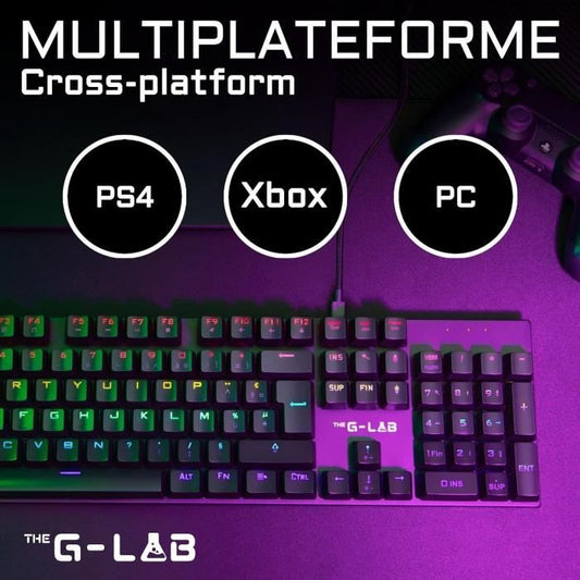 Mechanical Gaming Keyboard - THE G-LAB - KEYZ -CARBON -EX/FR - Backlit - Blue Switch - Wrist Rest - FR
