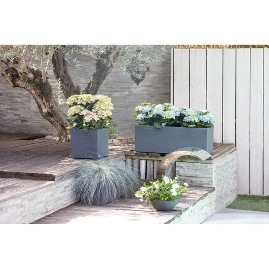 EDA Plastic Square Flower Flower Bat Graphit Up - 21 L - 29.5 x 29.5 x 29.5 cm - Anthracite gray