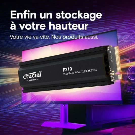 CRUCIAL - P310 - Internal SSD - 1TB - Gen4 - NVMe M.2 - Up to 7100 MB/s
