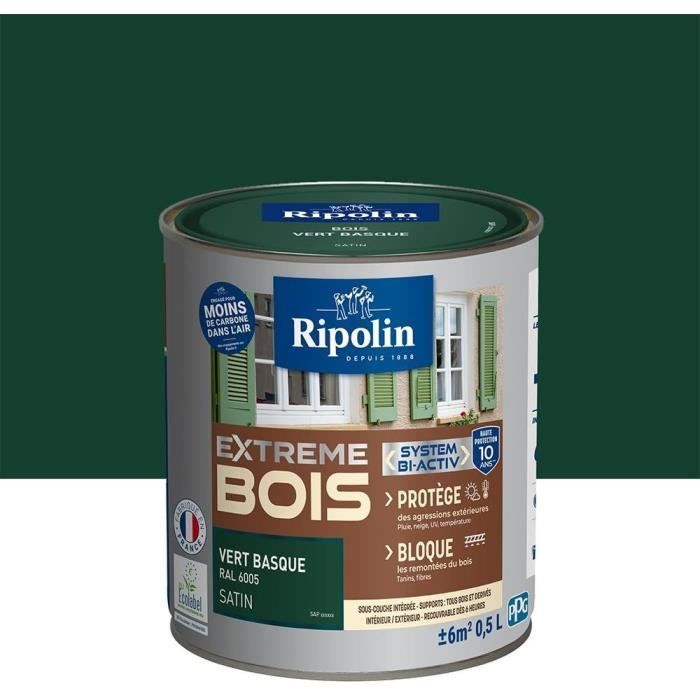 RIPOLIN Satin Wood Paint High Protection 10 years which Protects and Magnifies your Wood - Basque Green