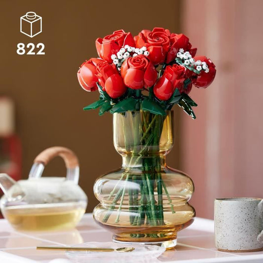 LEGO 10328 Icons The Bouquet of Roses, Artificial Flowers to Decorate, Valentine's Day Gift for Adults