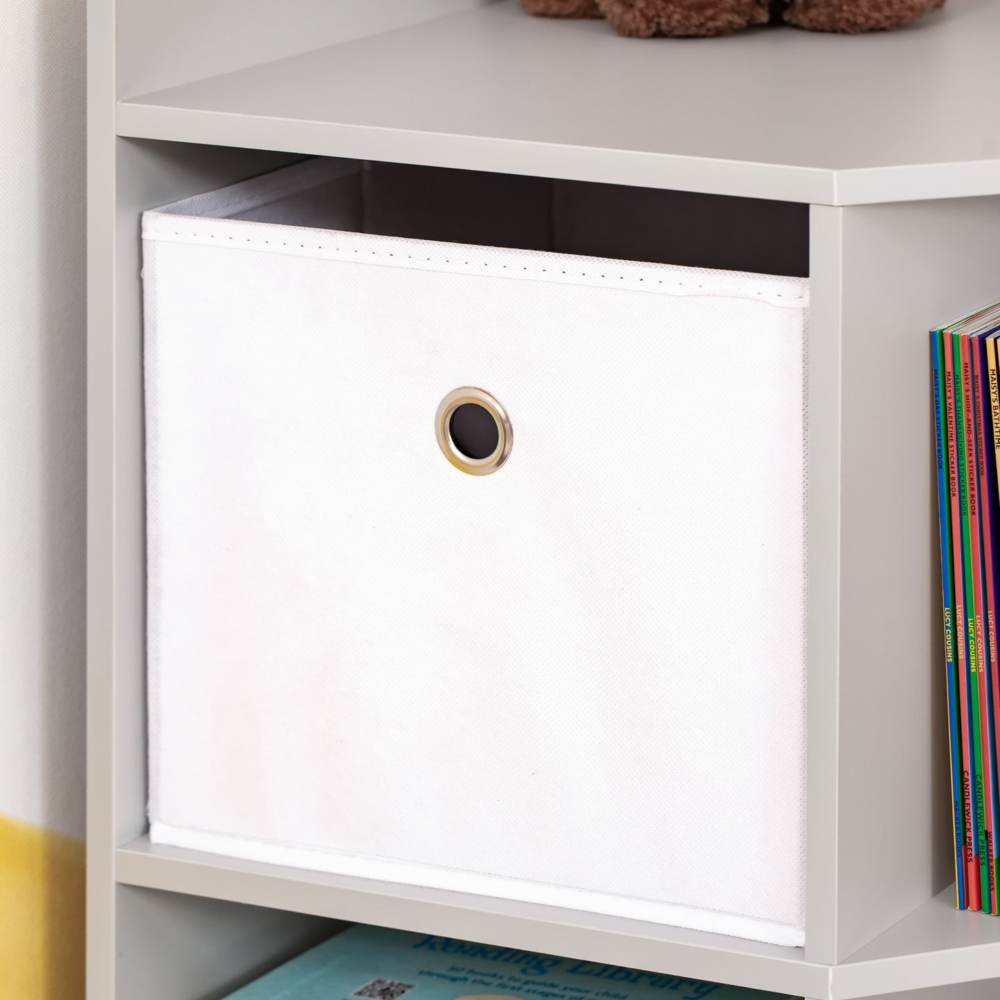 HOMCOM Aufbewahrungsregal für Kinder, 3 Vliesschubladen, MDF, kippsicher, Grau