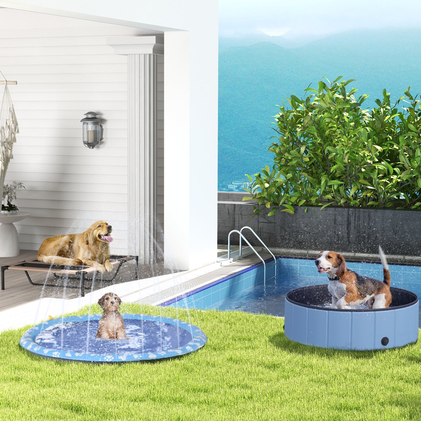 PawHut Hundebett, faltbar, Outdoor-Hundebett, erhöhter Stand, 122 cm x 92 cm x 23 cm, Kaffee-Braun + Schwarz