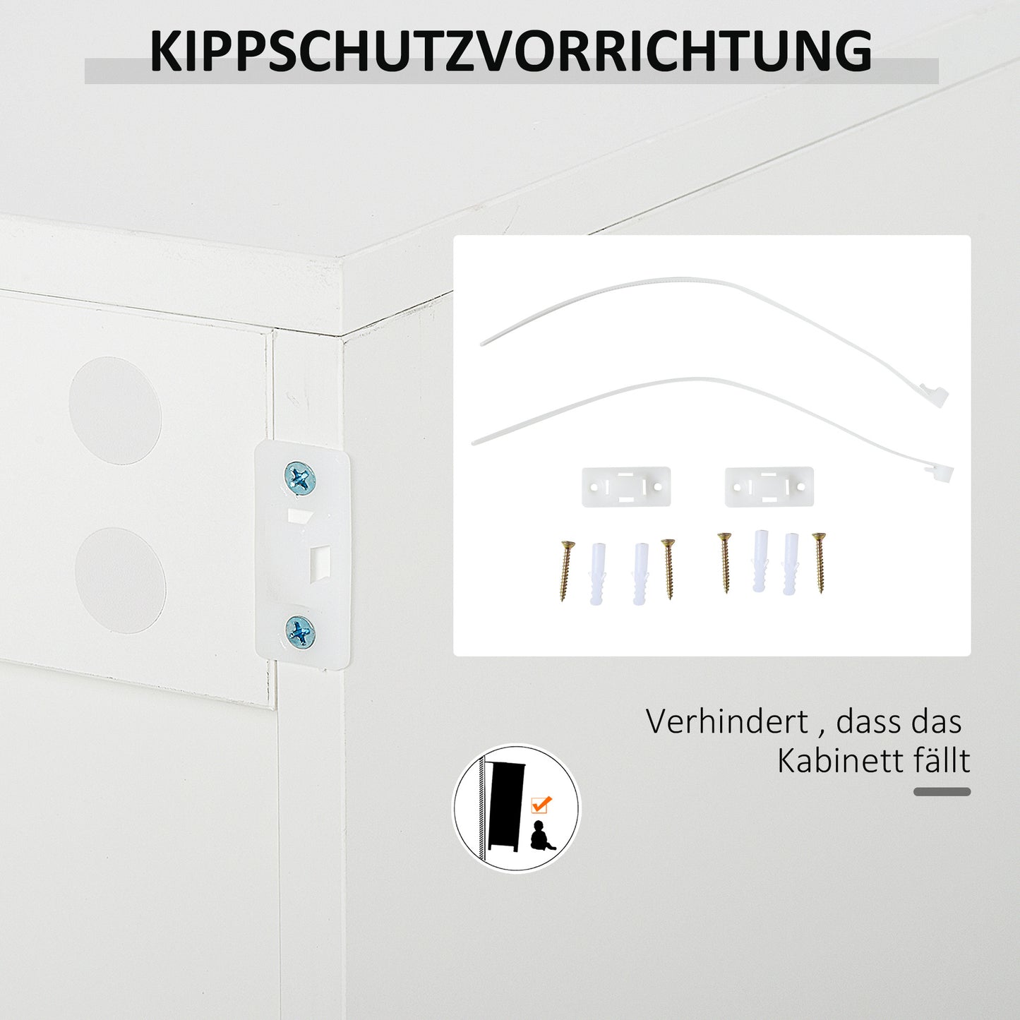 HOMCOM Sideboard Kommode Anrichte, 2 Schubladen, Push-Click, 117 cm x 36 cm x 74 cm, Weiß