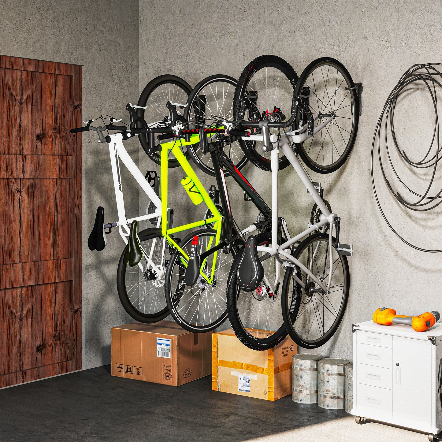 SPORTNOW 4er Set Fahrrad Wandhalterung Vertikal mit 30 kg Tragkraft klappbar für 4 Fahrräder Schwarz