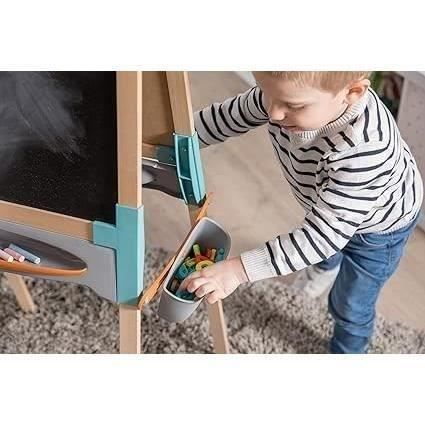 Smoby - Double-sided wooden board - Chalk and magnetic whiteboard - Foldable and adjustable height - 80 accessories - From 3 years old