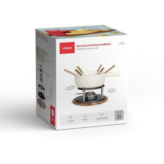 Traditional fondue set - LIVOO - MEN426C - 2.6L - 6 people - Enameled cast iron - 6 forks - Fondue pot suitable for all heat sources