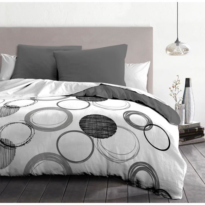 Audace microfiber duvet set - 1 duvet cover 240x260 cm + 2 pillowcases 63x63 cm - Light gray - Home Linen Passion