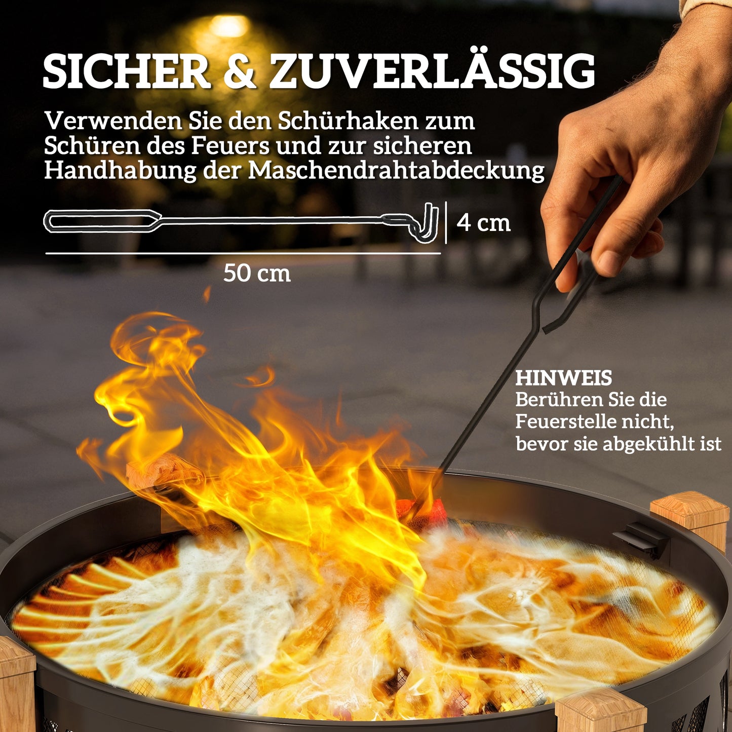 Outsunny 2-in-1 Feuerschale Ø75 x 58 cm Feuerstelle mit Funkenschutz Schürhaken Grillrost Schwarz