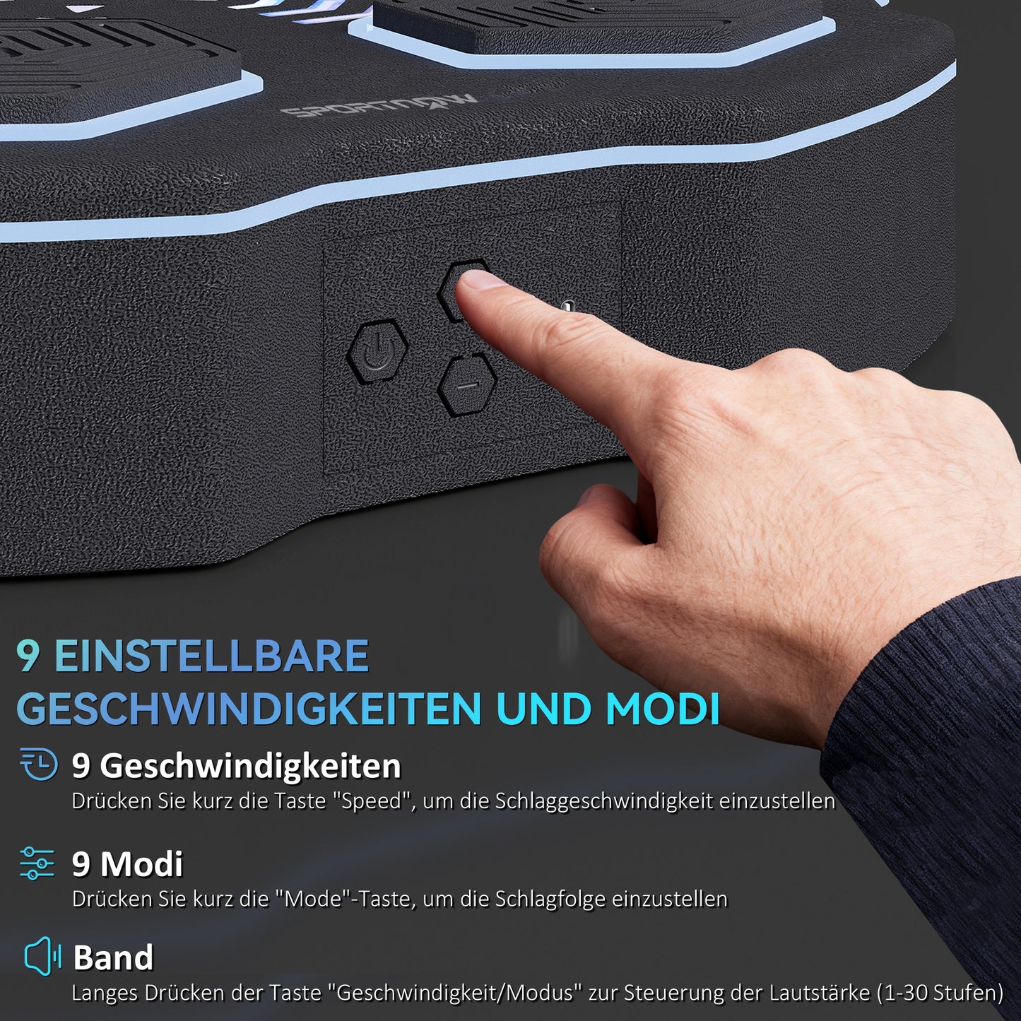 SPORTNOW Musikboxmaschine, Bluetooth-Boxgerät, Wandmontage, 9 Geschwindigkeiten und Modi, LED-Lichter, Schwarz
