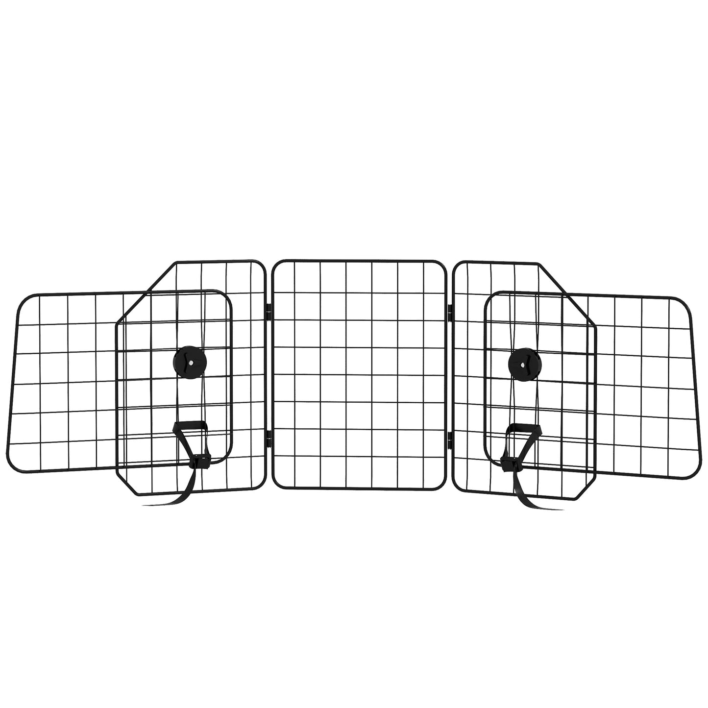 PawHut Autogitter für Hunde, verstellbar 93-150cm, klappbar, einfache Montage, Stahl, Schwarz