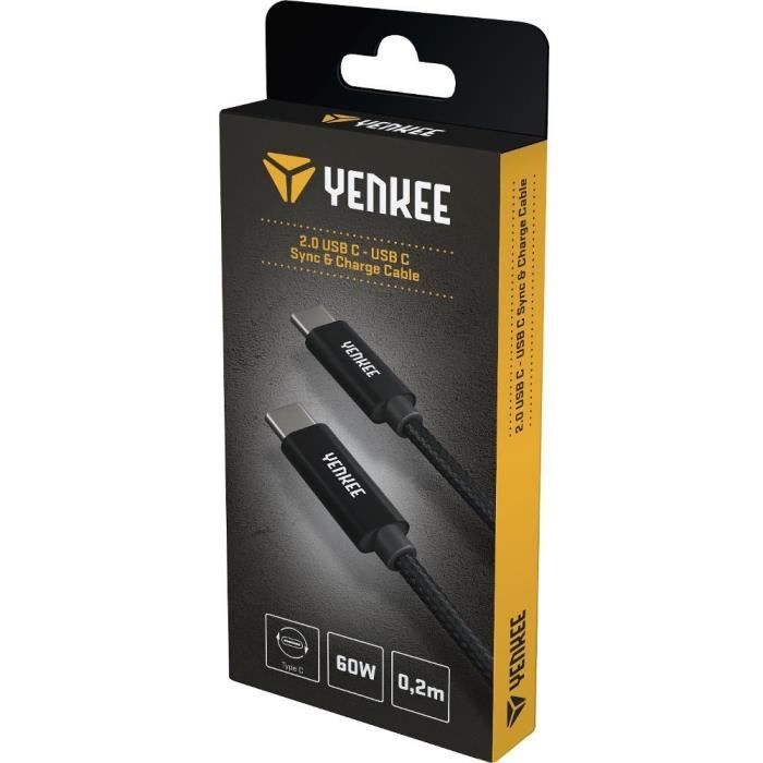 0.2m USB-C Cable - YENKEE - YCU C02 BK