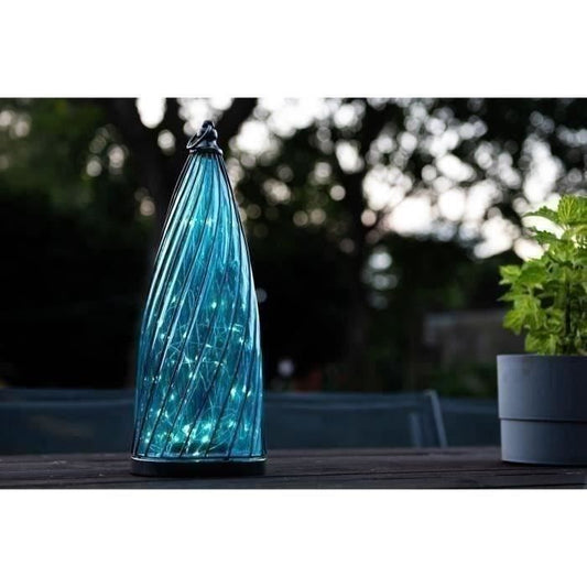 Solar lantern - GARDEN ID Blue Dome - Ø17 H40 cm - Autonomy 6-8h - On/off button - Rechargeable AA battery.