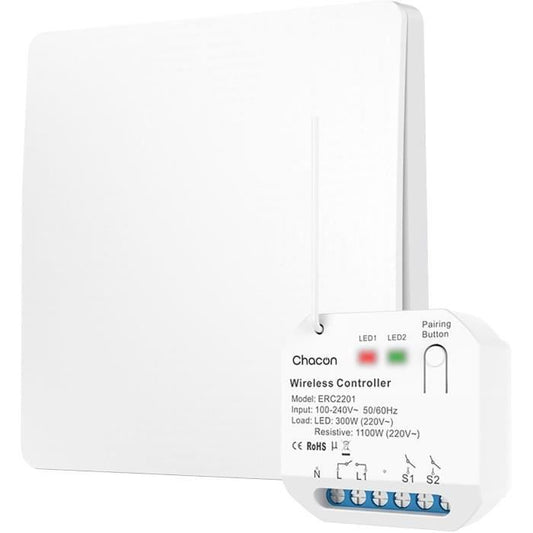 Lighting module and switch set - CHACON - 54666 - Wireless - Without batteries