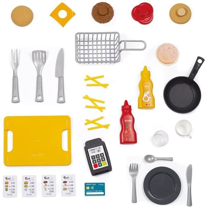 Smoby - Food Corner Restaurant - Kitchen Resto with CB Reader - 29 Accessories - Imitation Toy for Children