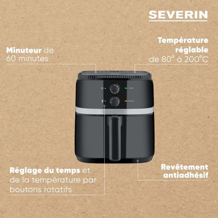 Oil-free fryer - SEVERIN FR2452 - 5L - Adjustable time and thermostat - Black