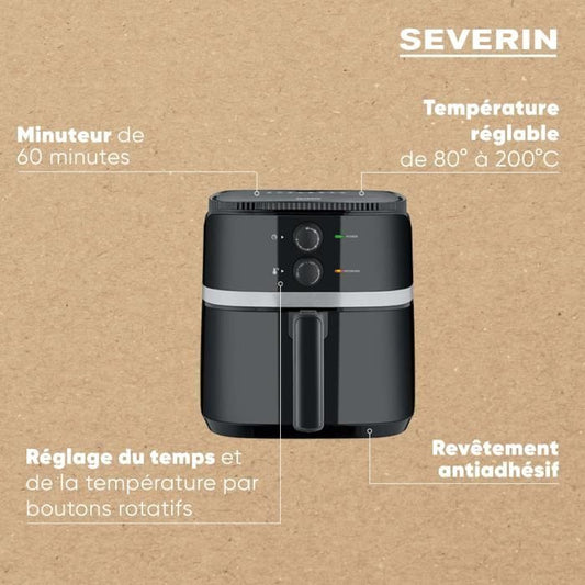 Oil-free fryer - SEVERIN FR2452 - 5L - Adjustable time and thermostat - Black