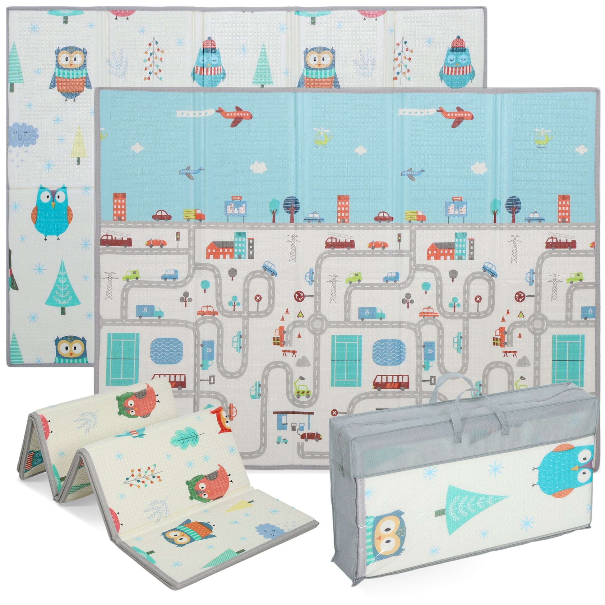 AIYAPLAY Baby-Spielmatte, Tiermuster, Schaumstoff, 1,5 cm dicke Polsterung, rutschfest