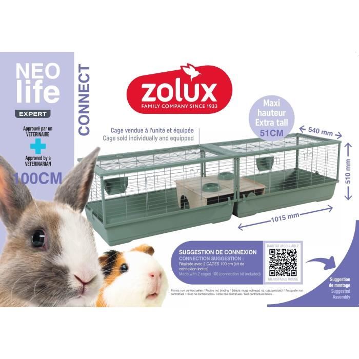 Rodent cage - Zolux - Néolife Connect - For rabbits and guinea pigs - 101.5 x 54 x 51 cm - Green