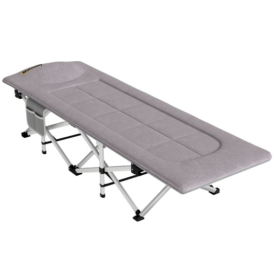 Outsunny Feldbett, Campingbett, klappbar, weich, bis 200 kg, rostfreies Metallgestell, 200x65x42cm, Grau