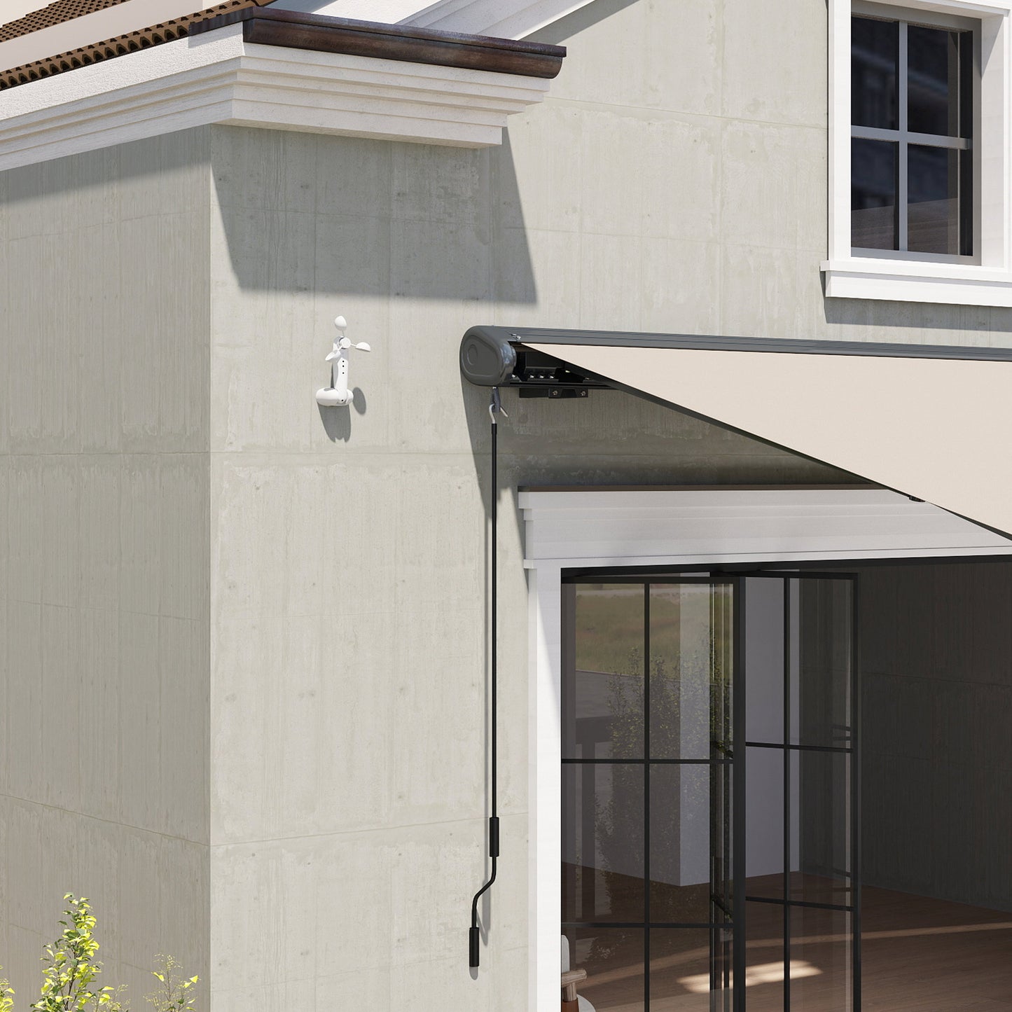 Outsunny Sonnensensor Elektrischer Windsensor Wetterstation Außensensor Windwächter 22 x 11 x 9 cm Weiß