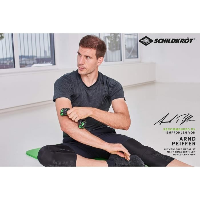 Massage / fitness roller - SCHILDKROT - Ergonomic - Diameter 55 mm - 19 cm - Black and Green