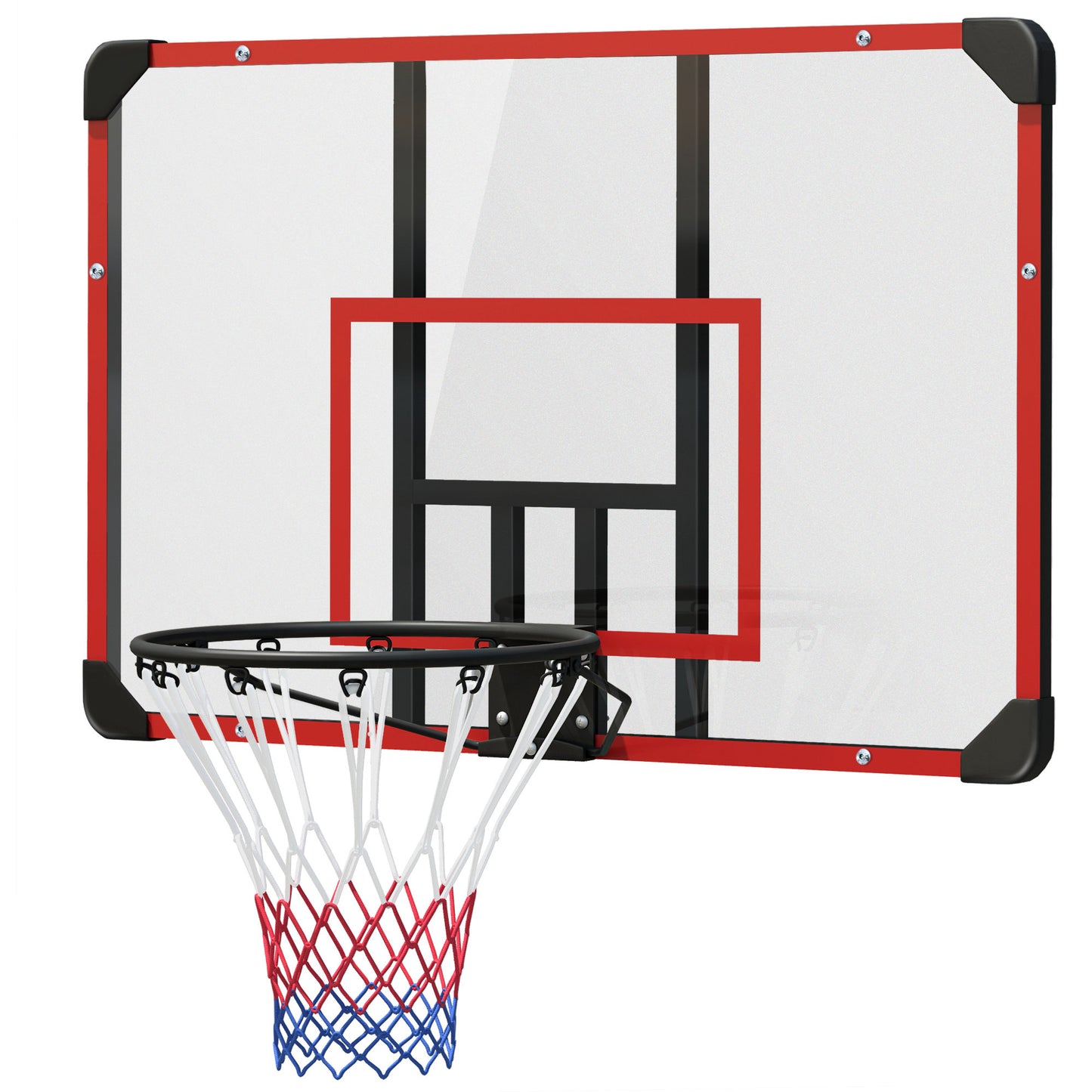 SPORTNOW Basketballkorb für Wandmontage, Innen/Außen, robuste PC-Rückwand, Nylonnetz, Stahlring, 113x61x73 cm