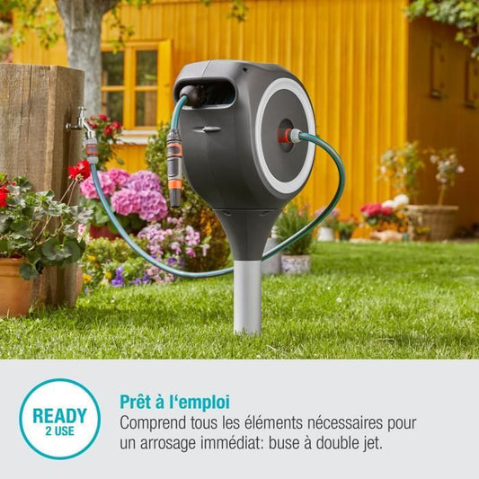 Gardena automatic reel on peak rollup s white line-length 15m-Ø11mm-complete kit-5 years warranty (18606-20)