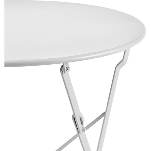 Bistro set - Garden meal set - Folding table Diam. 60 cm + 2 chairs - Heat steel - Gray