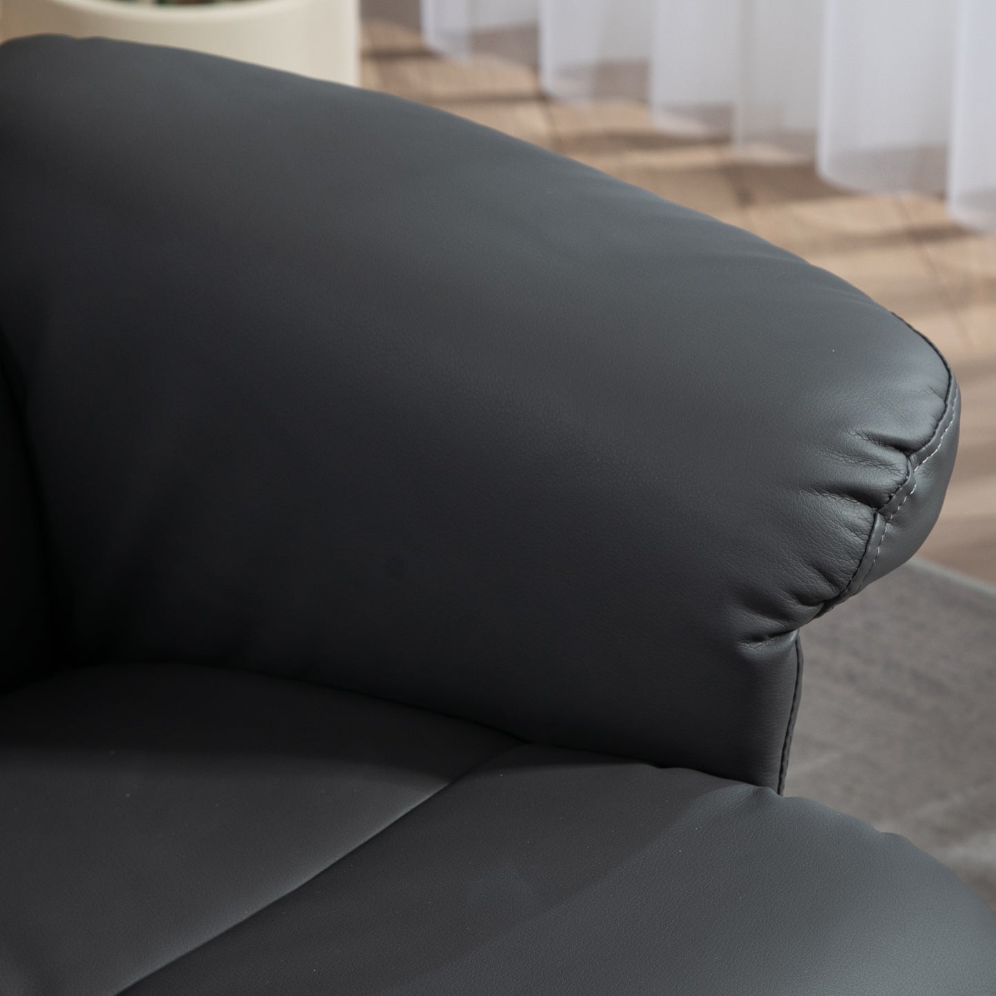 HOMCOM Relaxsessel mit Hocker, 145° neigbare Rückenlehne, 360° drehbar, Kunstleder, Dunkelgrau