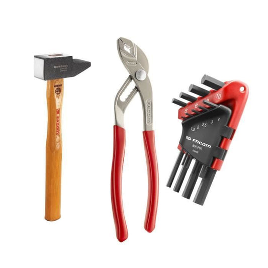 Facom tool box + 20 tools - 5 Protwist screwdriver + 9 male keys + 4 fork keys + river hammer + pliers - tbx1m.pb
