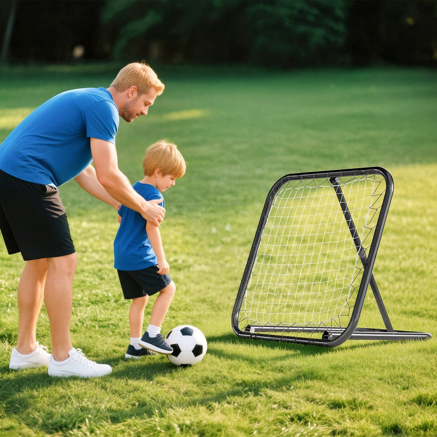 HOMCOM Rebounder für Fußball, 78 x 84 cm Prellwand mit Heringen, verstellbar in 5 Stufen, tragbar, Kickback Tor, Fußballtor für Jugendliche, Fußball Trainingszubehör für Baseball Training Weiß