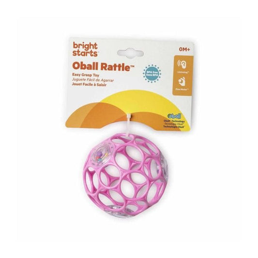 BRIGHT STARS Oball Easy-Grip Rattle BPA-Free Infant Toy in Pink, for Newborns +