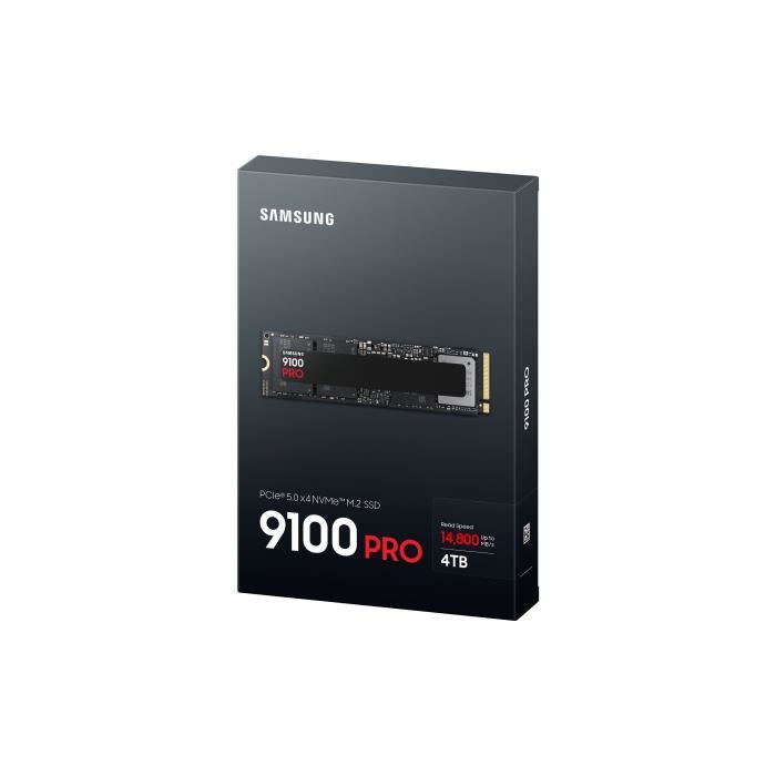 Samsung - 9100 PRO - Internal SSD - NVMe M.2 PCIe 5.0 x4 - 4 TB - Read speed up to 14,800 MB/s - MZ-VAP4T0BW