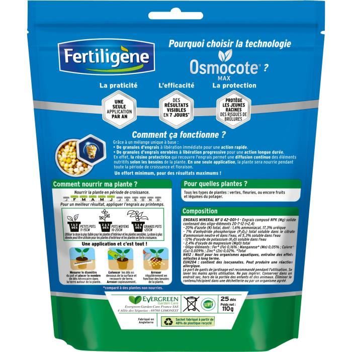 FERTILIGeNE - Osmocote max long-lasting fertilizer dice Green and flowering plants 25 dice