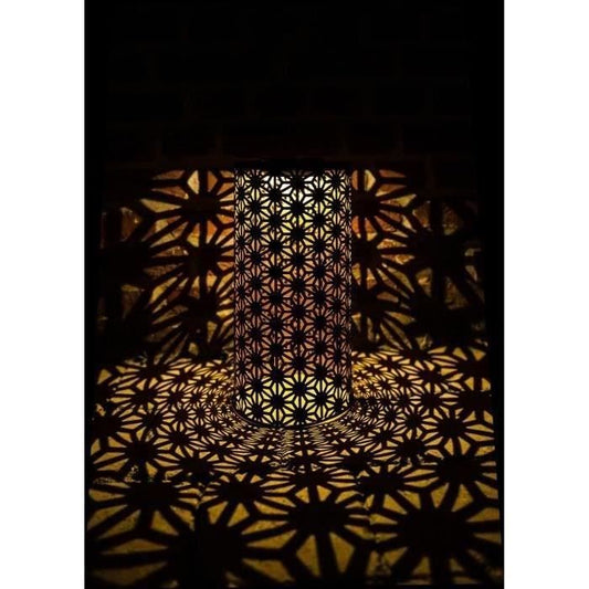 Solar lamp - GARDEN ID Column - Gold-Black Ø15 H30 cm - 6 to 8 hours of light - On/off button - AAA rechargeable battery.