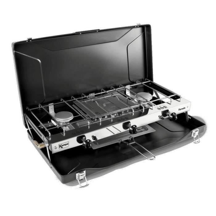 Gas stove - KAMPA - Fornello - 2 burners and 1 grill - Black