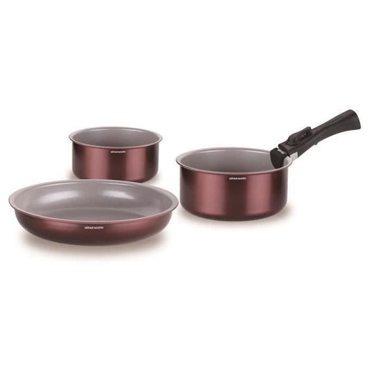 Cookware set - All hobs including induction - ARTHUR MARTIN - AM2503 - Aluminum - 18 pieces - Removable handle
