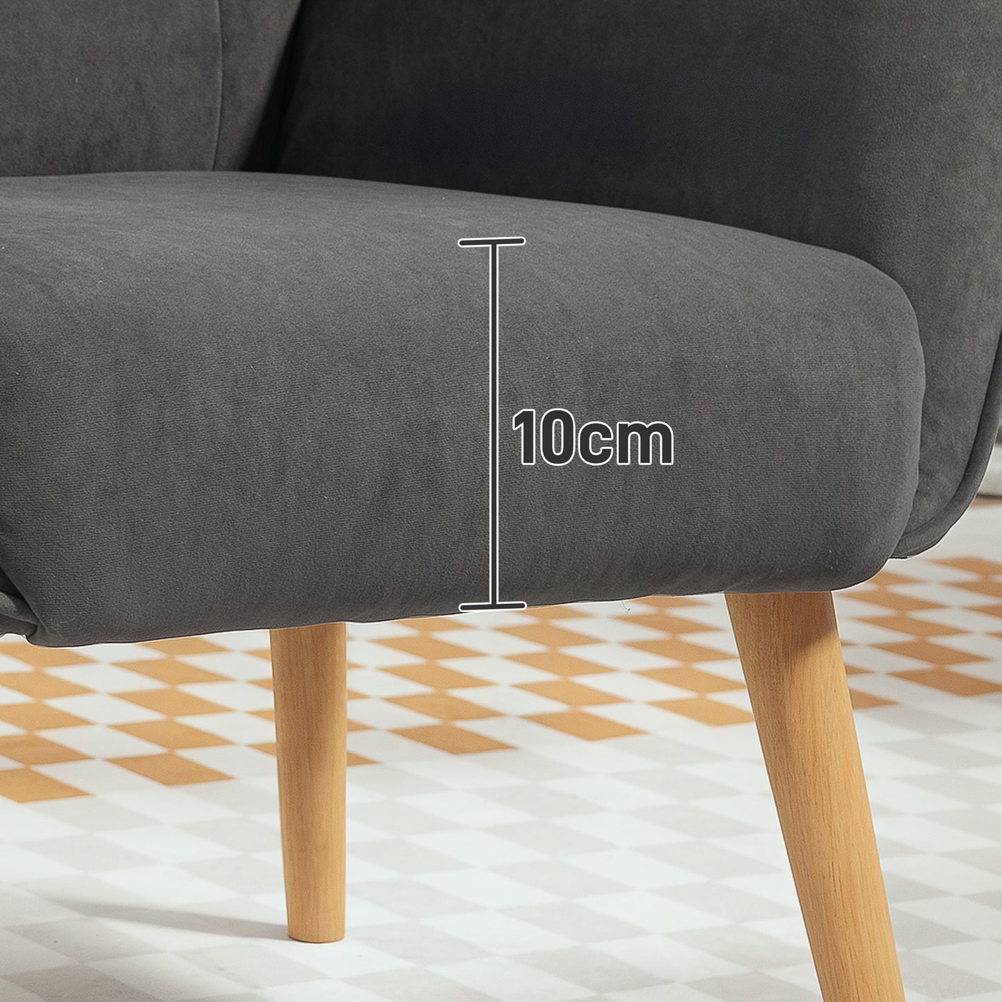 HOMCOM Polstersessel, Wohnzimmersessel mit Steppung, weicher Bezug in Samtoptik, bis 120 kg, Grau