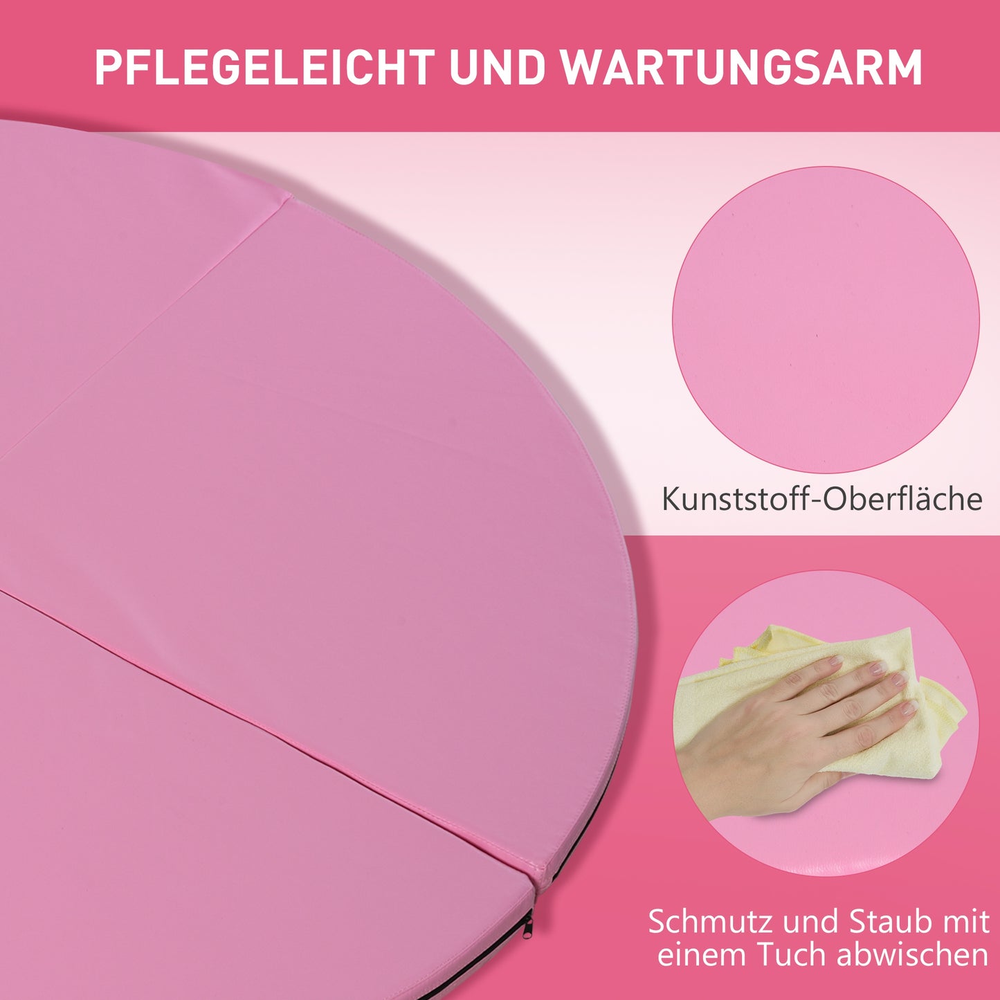 HOMCOM Pole-Dance-Matte, 5 cm dicke runde Kunststoff-Matte für Pole-Dance-Übungen, Gymnastik, Yoga, Rosa