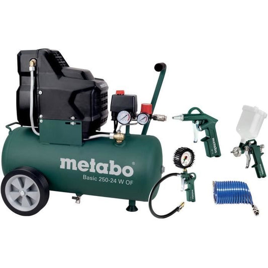Compressed air tool set LPZ 4 - METABO - Basic 250-24 W OF - Rubberized handle