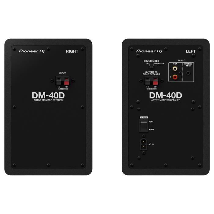 Pair of Pioneer DJ DM-40D monitoring speakers - Bass Reflex - 2x19W - DJ or Production mode - Black