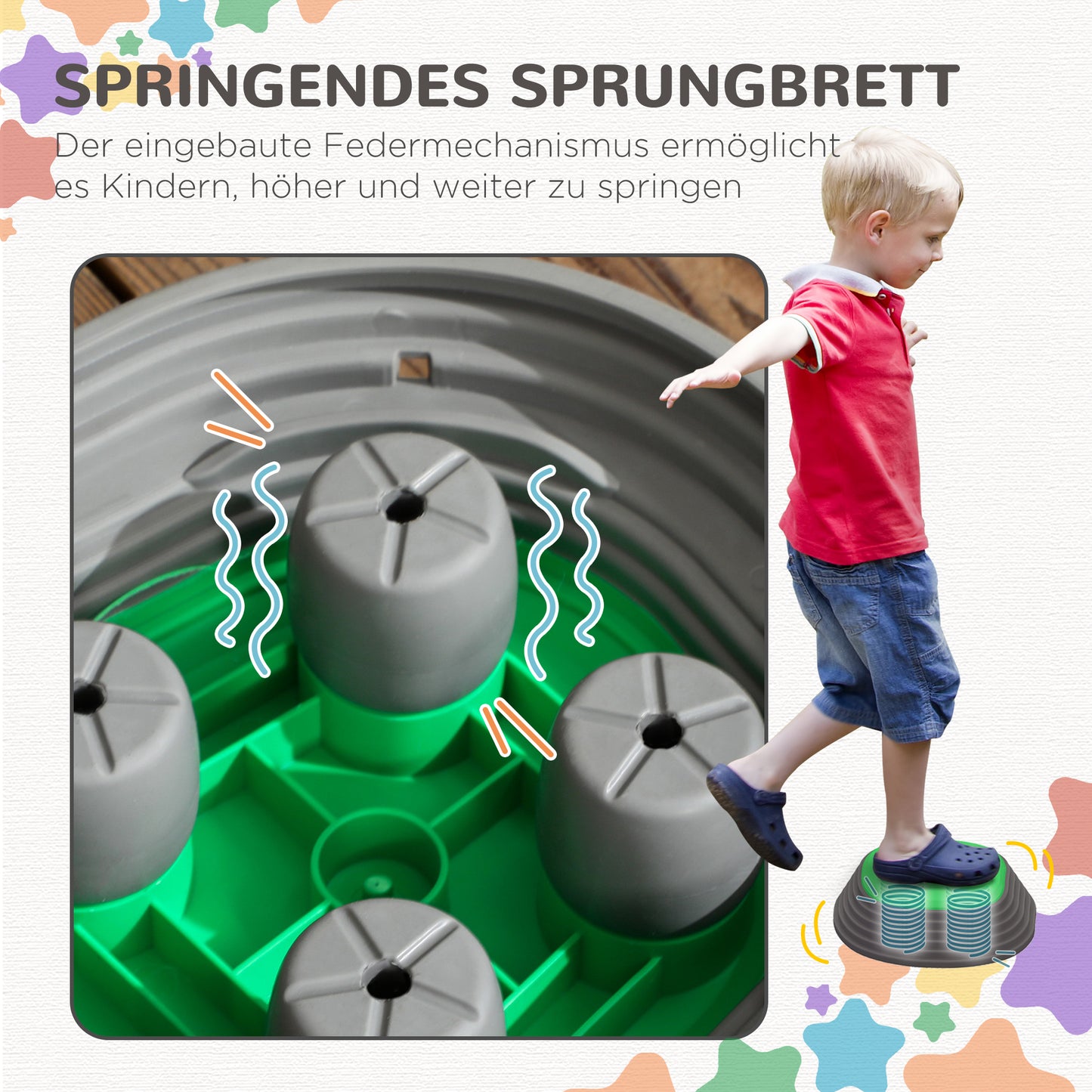 ZONEKIZ Trittsteine-Set für Kinder ab 3 Jahren, 11 Steine, rutschfest, bis 80 kg, Seestern-Design