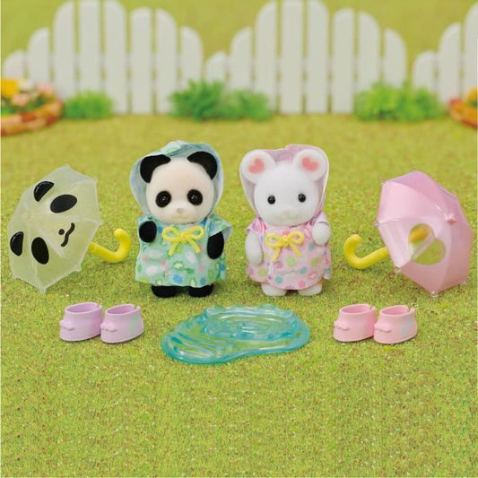 Action Figures - SYLVANIAN FAMILIES - Rainsuit Babies Duo - Panda and Marshmallow Mouse
