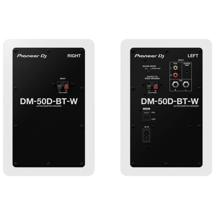 Pair of Pioneer DJ DM-50D-BT-W monitoring speakers - Bluetooth - Bass Reflex - 2x25W - DJ or Production mode - White