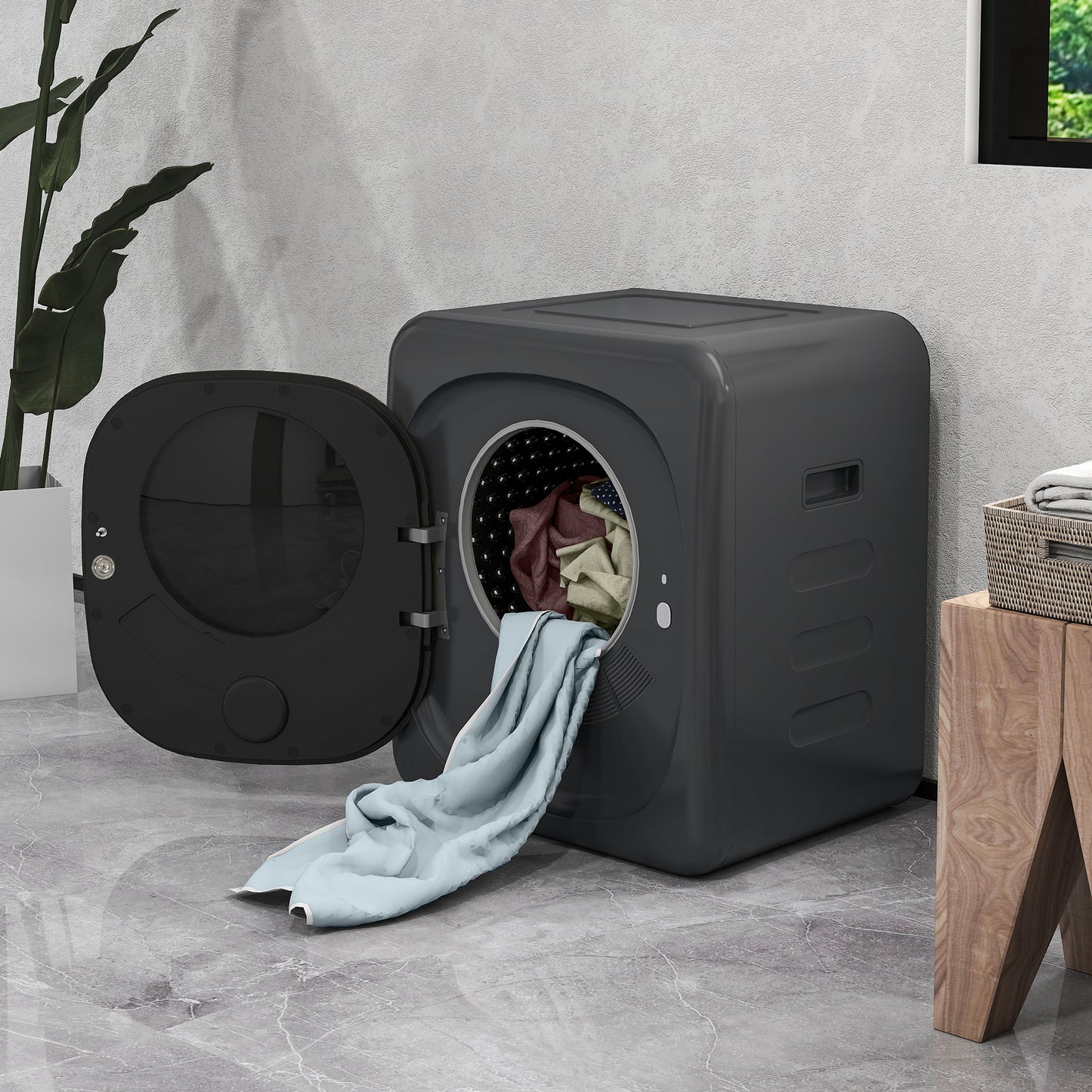 HOMCOM Wäschetrockner mit UV-Desinfektion, kompakte Bauweise, 4 kg Kapazität, Edelstahl, Grau