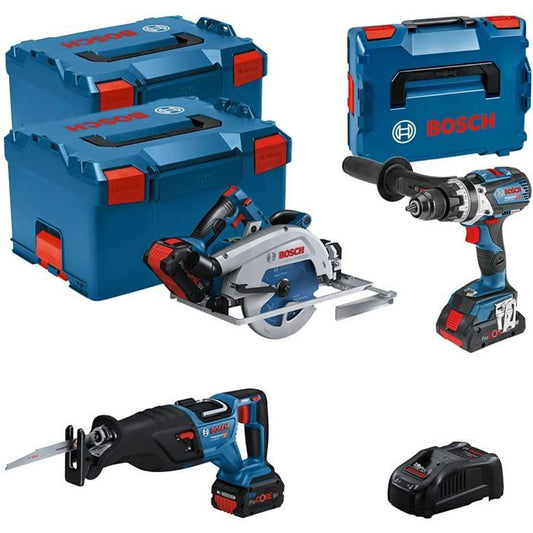 18V GSB/GKS/GSA tool set - BOSCH - with 2 x 18V 5.5AH and 1 x 18V 4.0AH batteries - charger - L-Boxx 0615990N38
