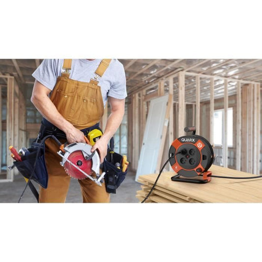 DIY reel - QUARX - 25m - H05VV-F 3G1.5mm² - Thermal circuit breaker - Child protection