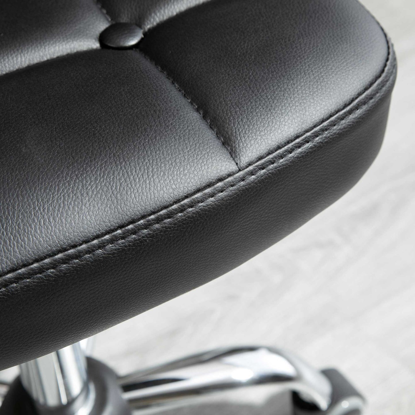 HOMCOM 2er-Set Arbeitshocker mit Rückenlehne Rollhocker aus Kunstleder Drehhocker mit Lehne Kosmetikhocker Rollhocker Bürohocker 72-87 cm höhenverstellbar Büro Dunkelgrau 45 x 47 x 72-87 cm